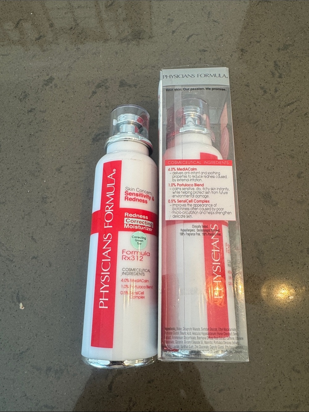 X 2 lot set of 2 Physicians Formula Rx312 Redness Correcting Moisturizer